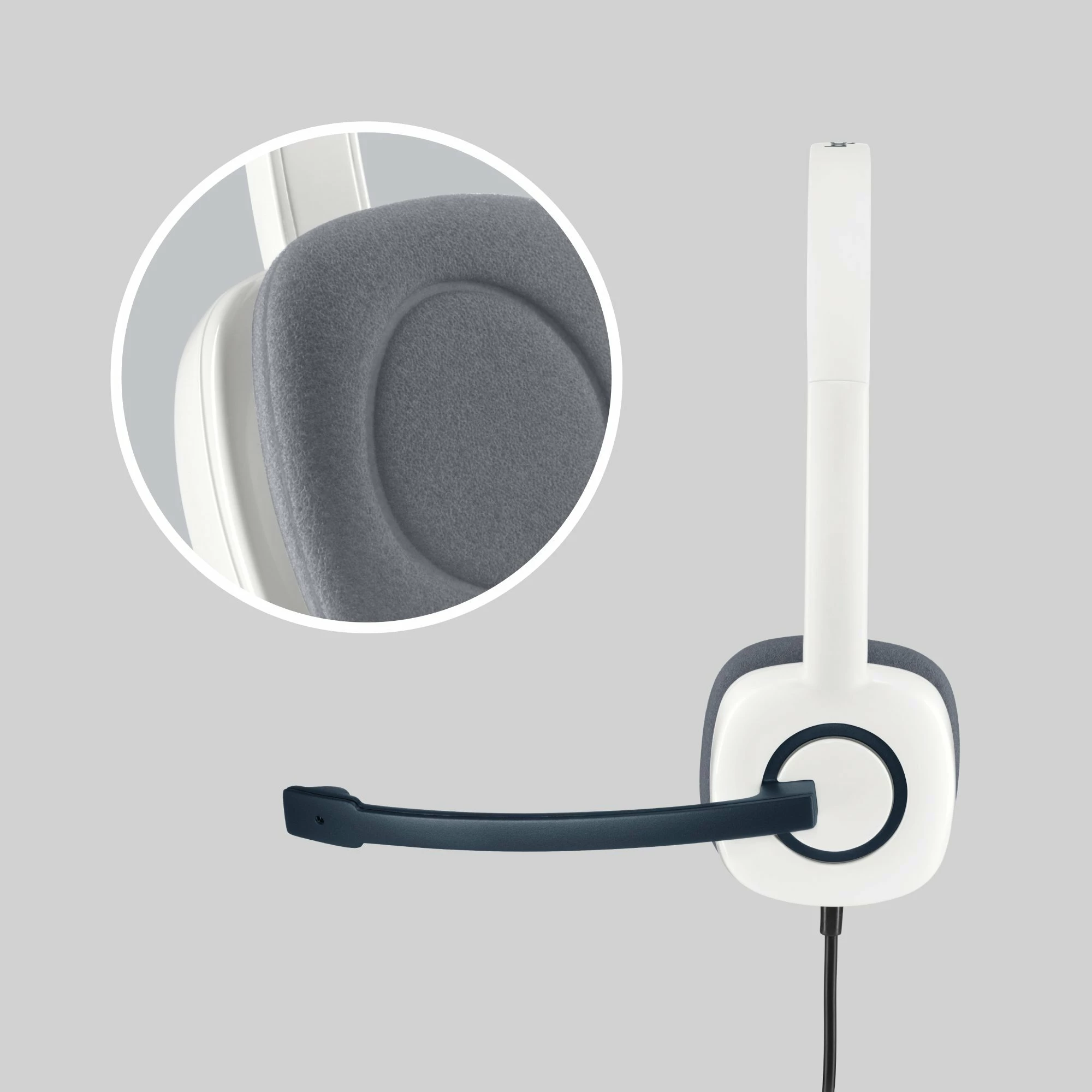 Kufje Logitech H150 (981-000350), me mikrofon, 3.5 mm, kabllo 1.8 m, të bardha