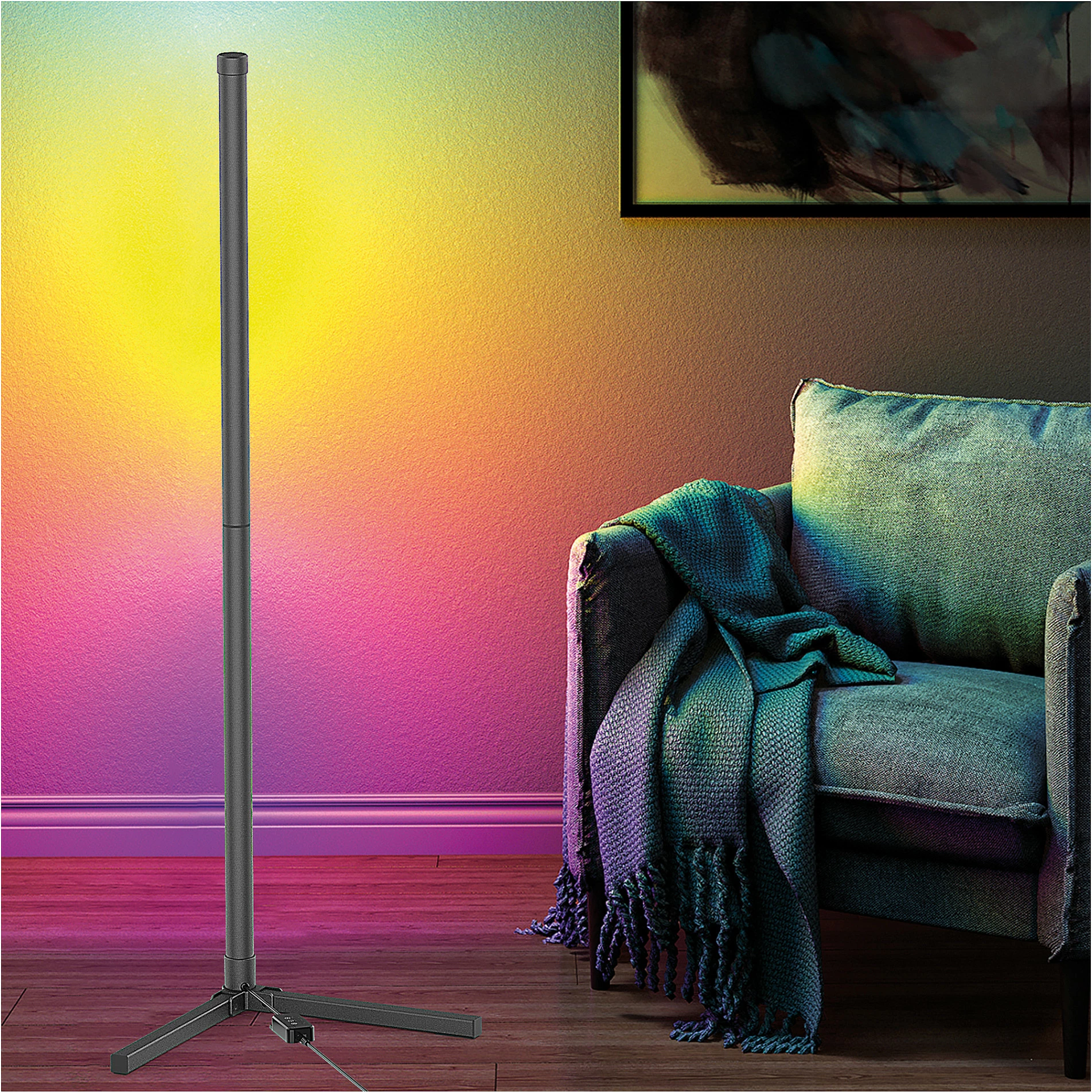 Llambë LED RealPower 415856, 60 LED, RGB multingjyrëshe, e zbehshme, me telekomandë, 5V DC, e zezë