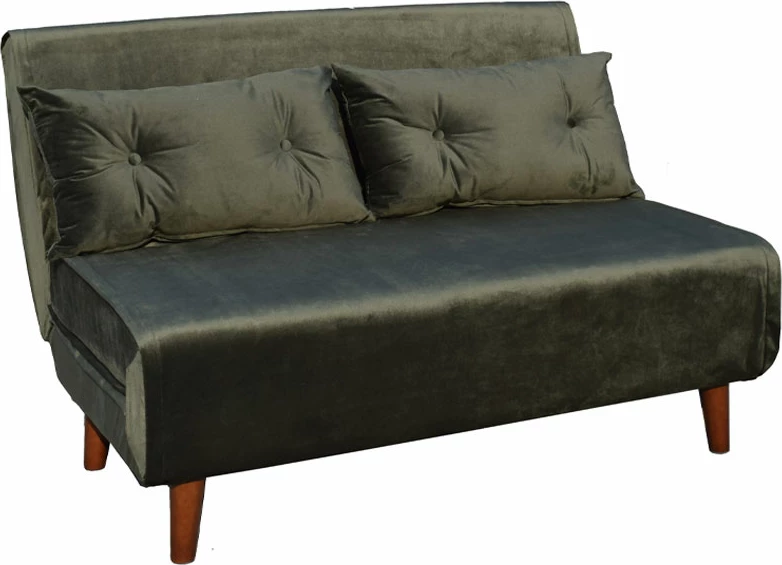 Divan i palosshëm dy vendësh, kadife, ngjyrë ulliri, 121x90x80cm