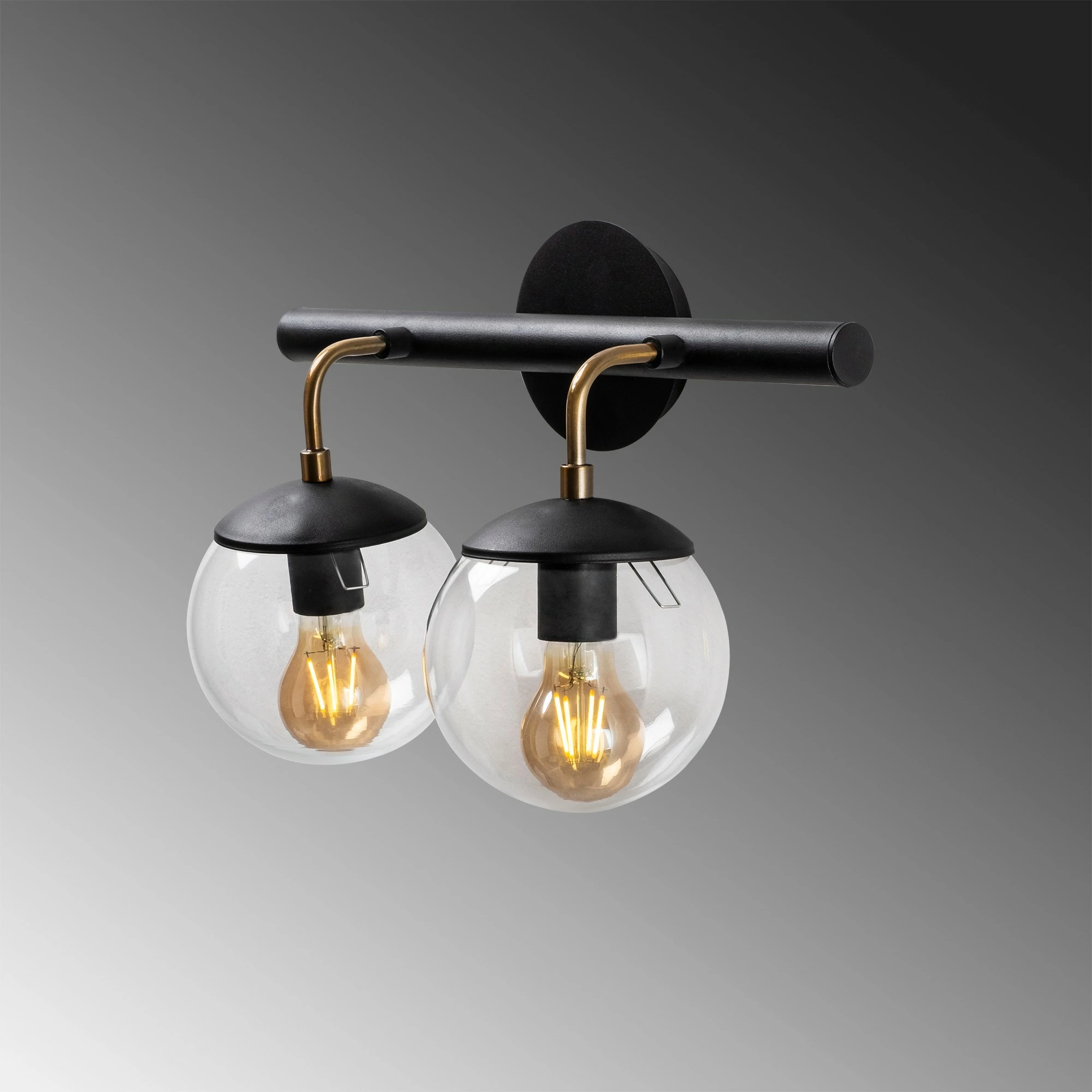 Llambë muri Opviq Gondol - 3012, metal i zi, kapak qelqi, 41x20cm, 28cm lartësi