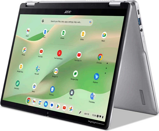 Laptop 2-në-1 Acer Chromebook Spin 314 CP314-2HN-C57B, Intel N100, 8GB RAM Memorje, 64GB eMMC, ChromeOS, argjendtë