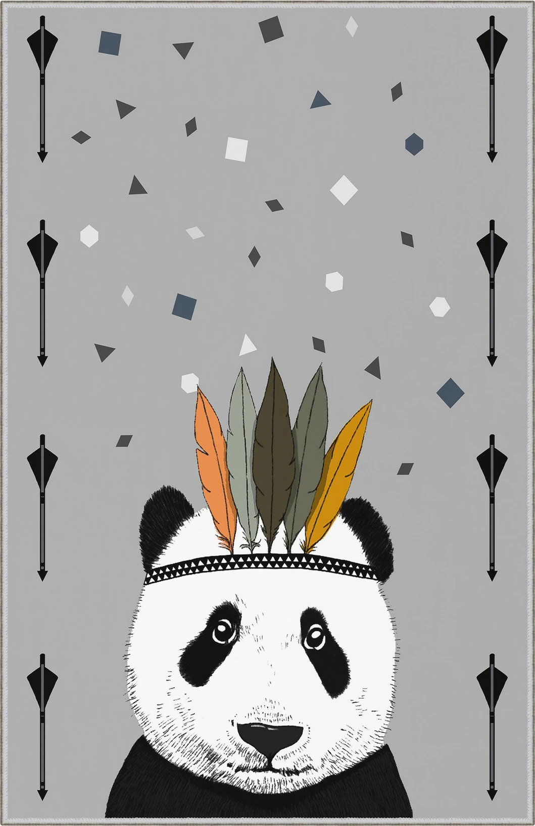 Qilim shumëngjyrësh për fëmijë, panda, 140x220cm, WOOKECE014