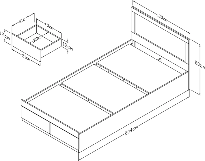 Krevat Olympus me sirtar, ngjyrë e bardhë, 120x200cm