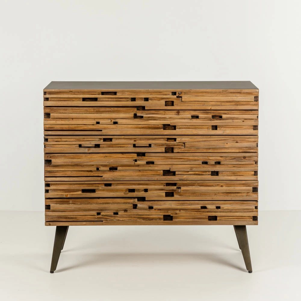 Komodë Coast me 3 sirtarë, ngjyrë e zezë-natyrale, 90x37x79cm