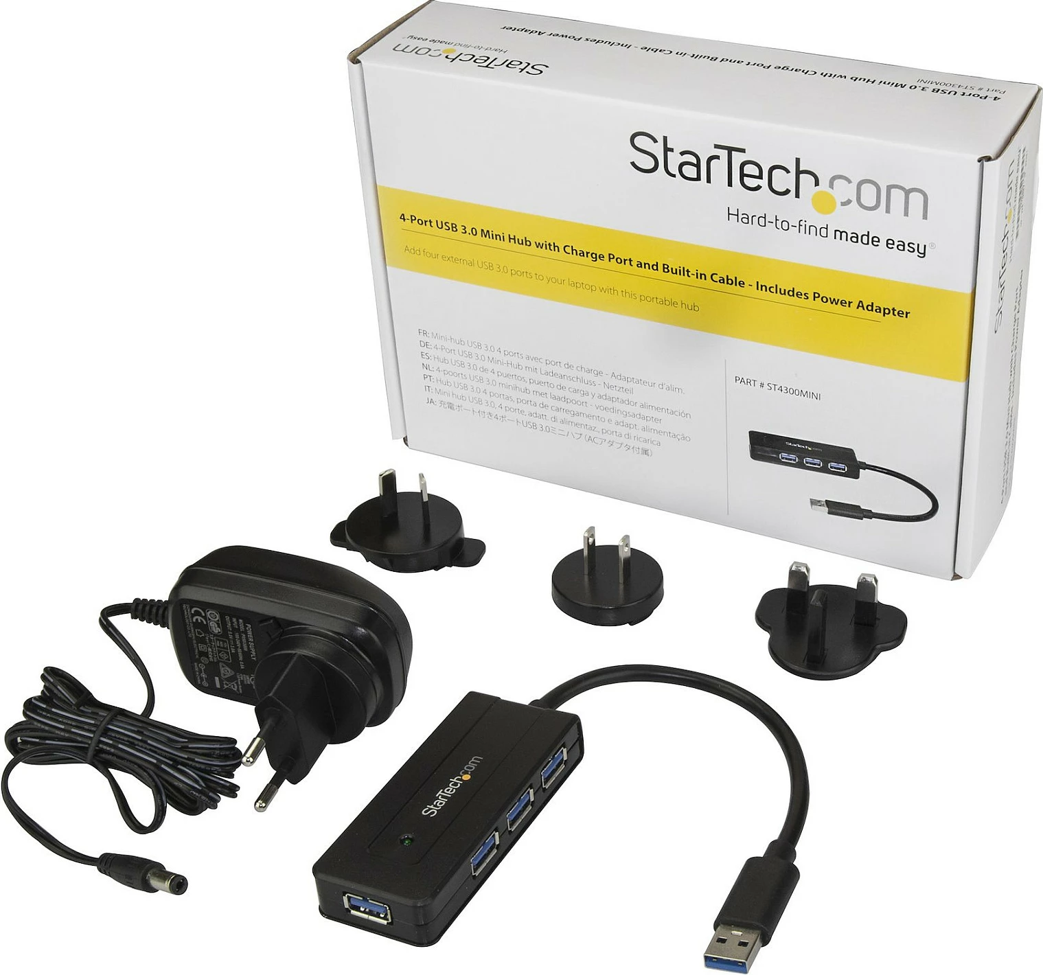 USB Hub StarTech ST4300MINI, 4x USB 3.2 Gen 1 Type-A, 5Gbps, Fast Charge, i zi