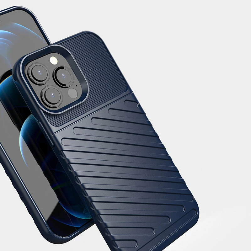 Mbështjellës Hurtel Thunder Case për iPhone 13 Pro Max, TPU, Blu