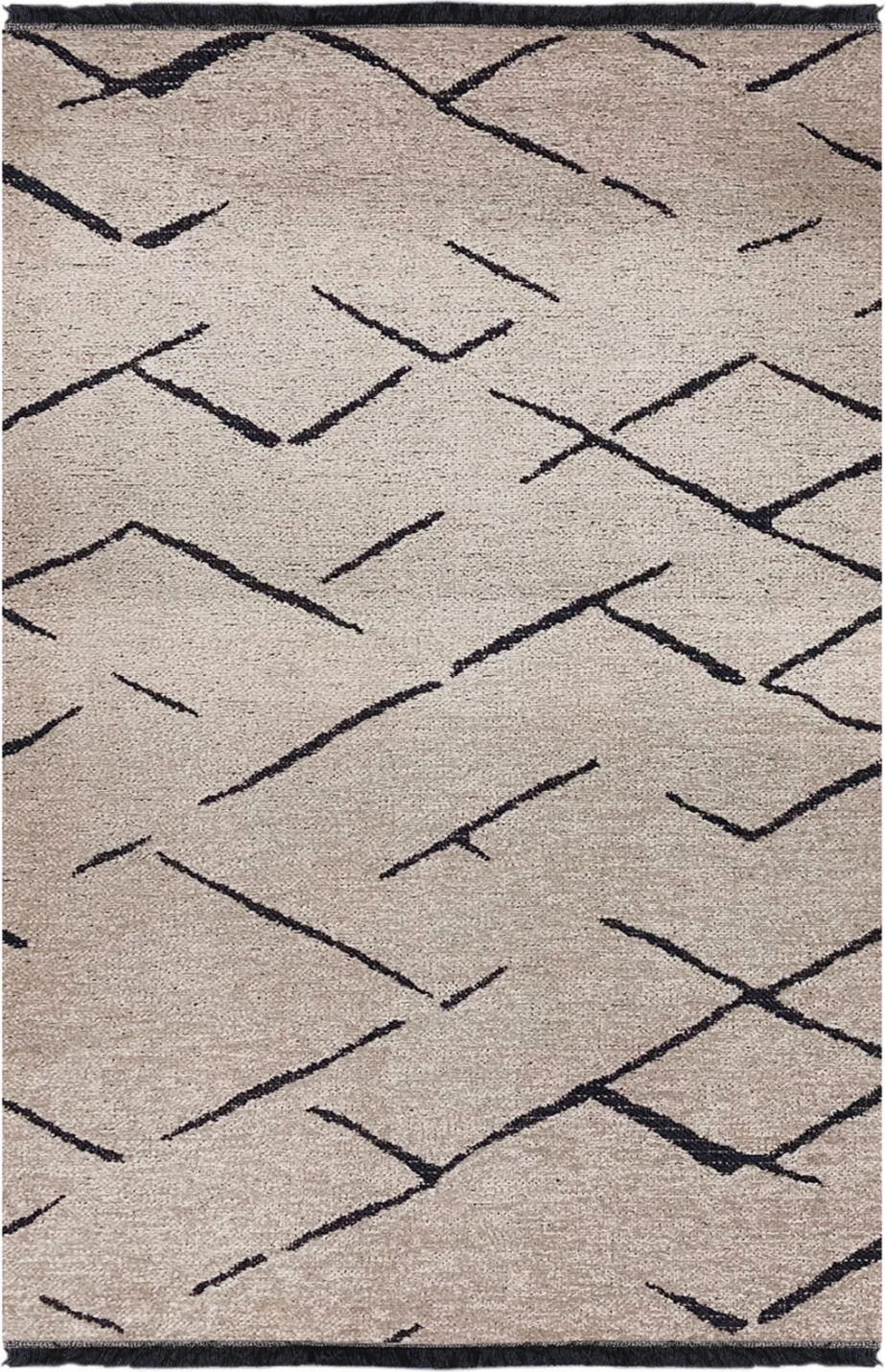 Tepih modern, ngjyrë krem dhe e zezë, FH7674.05, 160x230 cm