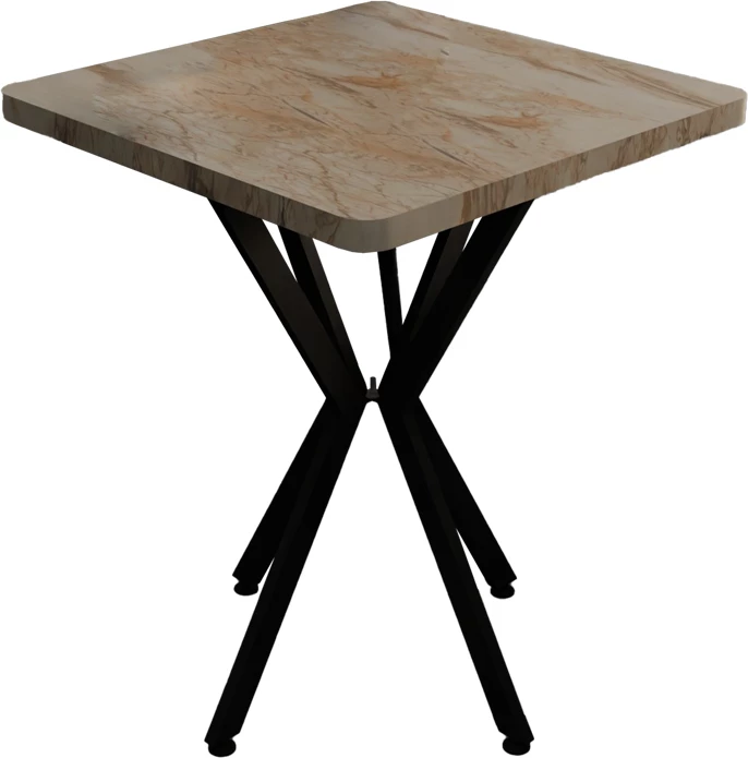 Tavolinë Prestone, melaminë mermeri të bardhë, metal i zi, 70x70x75cm