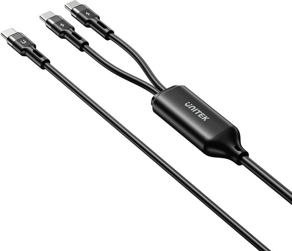 Kabllo USB-C 2-në-1 UNITEK C14146ABK01-1.8M, 1.8m, 100W, e zezë