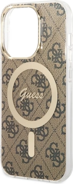 Mbështjellës Guess GUHMP14LH4STW për iPhone 14 Pro 6.1", 4G MagSafe, kafe