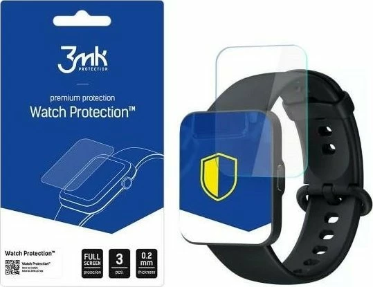 Foli mbrojtëse ekrani 3MK ARC Watch Protection për Redmi Watch 3, Fullscreen 0.2 mm, transparente, set 3 copë