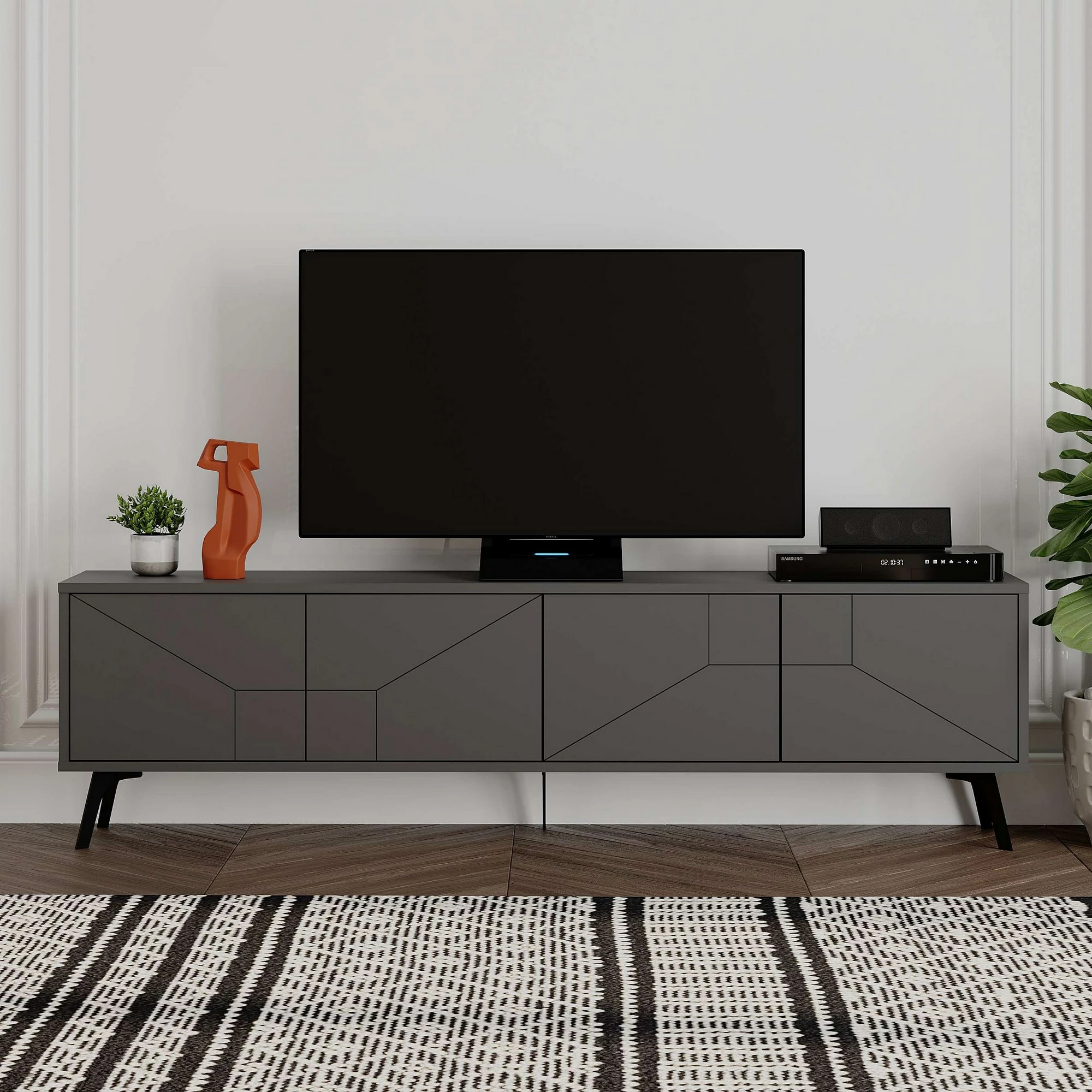 Komodë TV Skye Decor, ngjyrë dunë-antracit