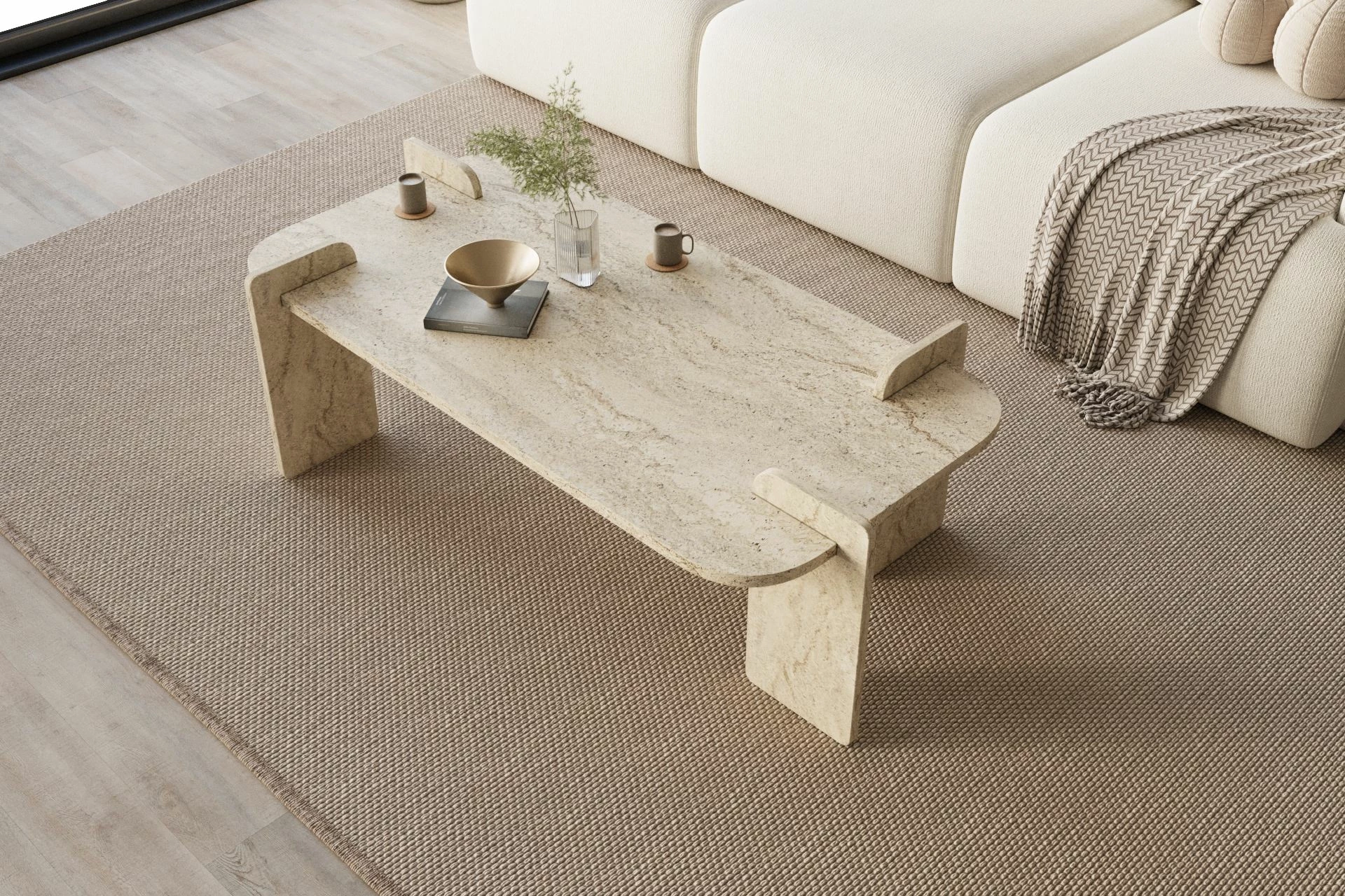 Tavolinë kafeje Skye Decor, ngjyrë travertine
