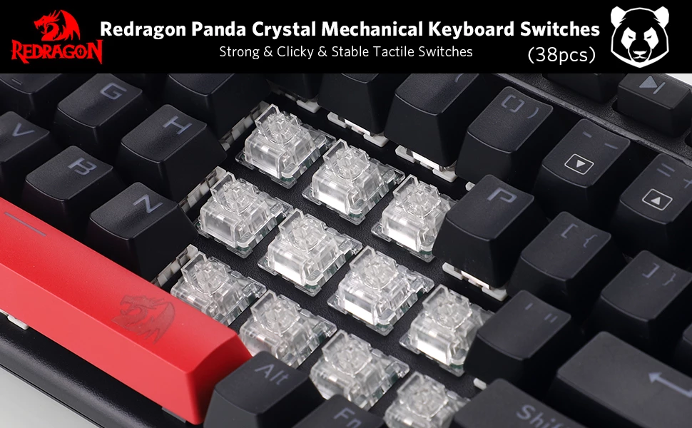 Switch për tastierë mekanike Redragon Panda A113 HP2, tactile pre-lubed, 38 copë, transparent