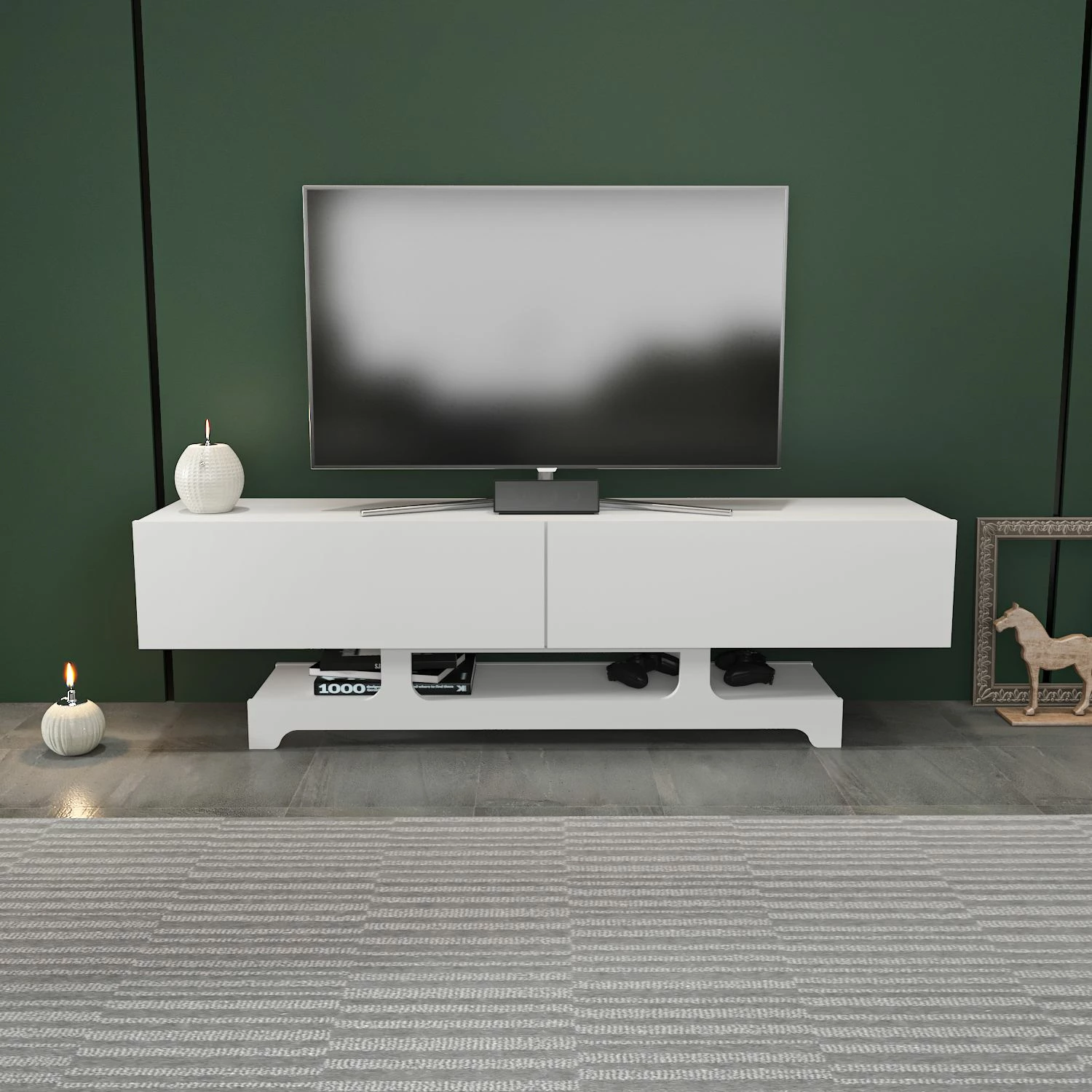 Komodë TV Skye Decor, e bardhë, Tera