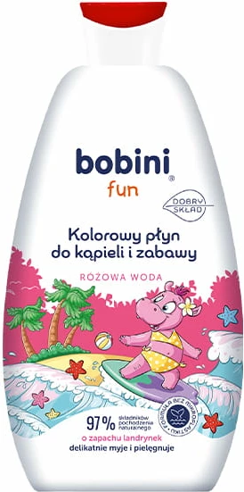 Lëng për banjë për fëmijë Bobini Fun Colorful Pink Water rozë 500ml