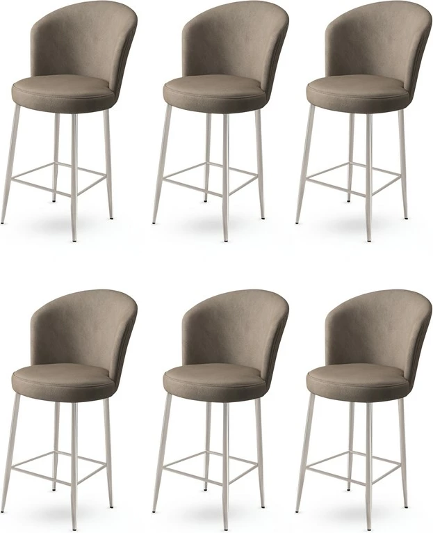 Set karrigesh për bar (6 copë), Hanah Home, Fora, kapuçino, krom