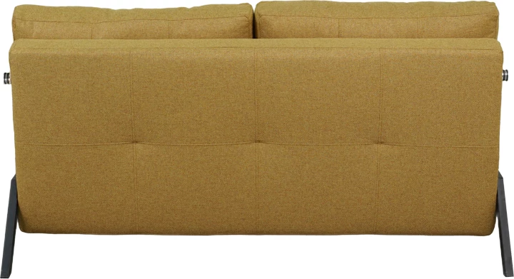 Krevat-sofá dyvendësh Fancy, material tekstili, ngjyrë e verdhë, këmbë të zeza, 150x92x77cm