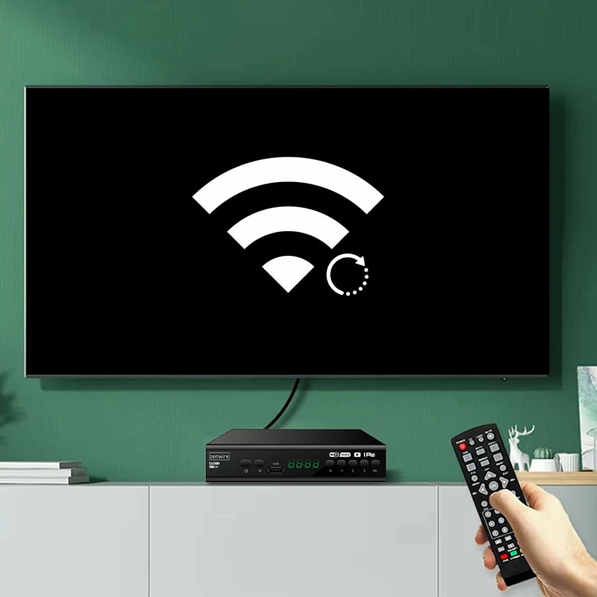 Dekoder DVB-T2 Zenwire 001 H.265/HEVC Full HD, i zi, set me telekomandë