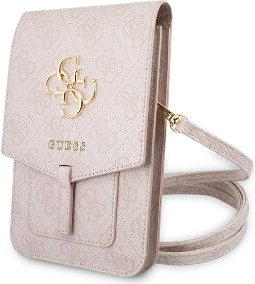 Çantë Guess GUWBG4GFPI 4G Metal Gold Logo, për smartphone/portofol, Rozë