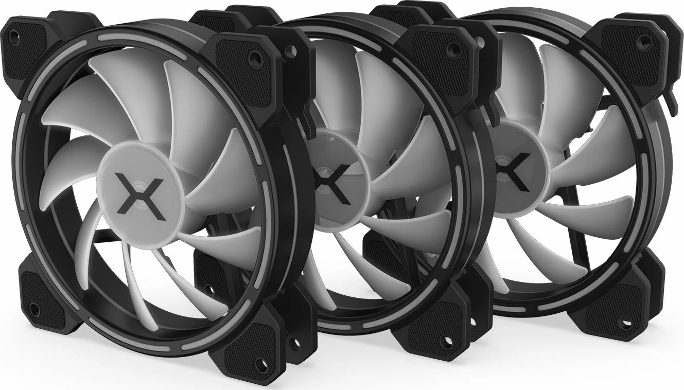 Set ventilatorësh PC Krux Lunar 120 ARGB KRX0068, 120mm, 3 copë, zi/bardhë