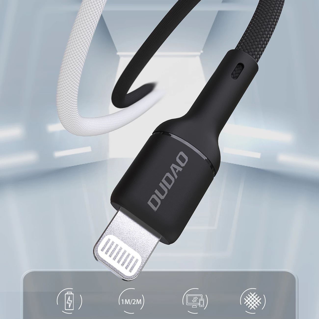 Kabllo Dudao L9X, 2m, USB-C në Lightning, 30W, e zezë