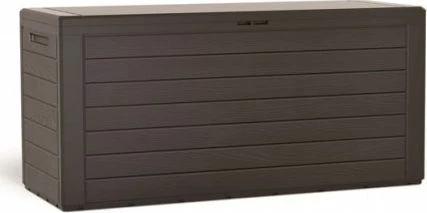 Kuti ruajtëse kopshti Prosperplast WoodeBox 280 L, plastikë, pa ulëse, 116x43x55 cm, kafe