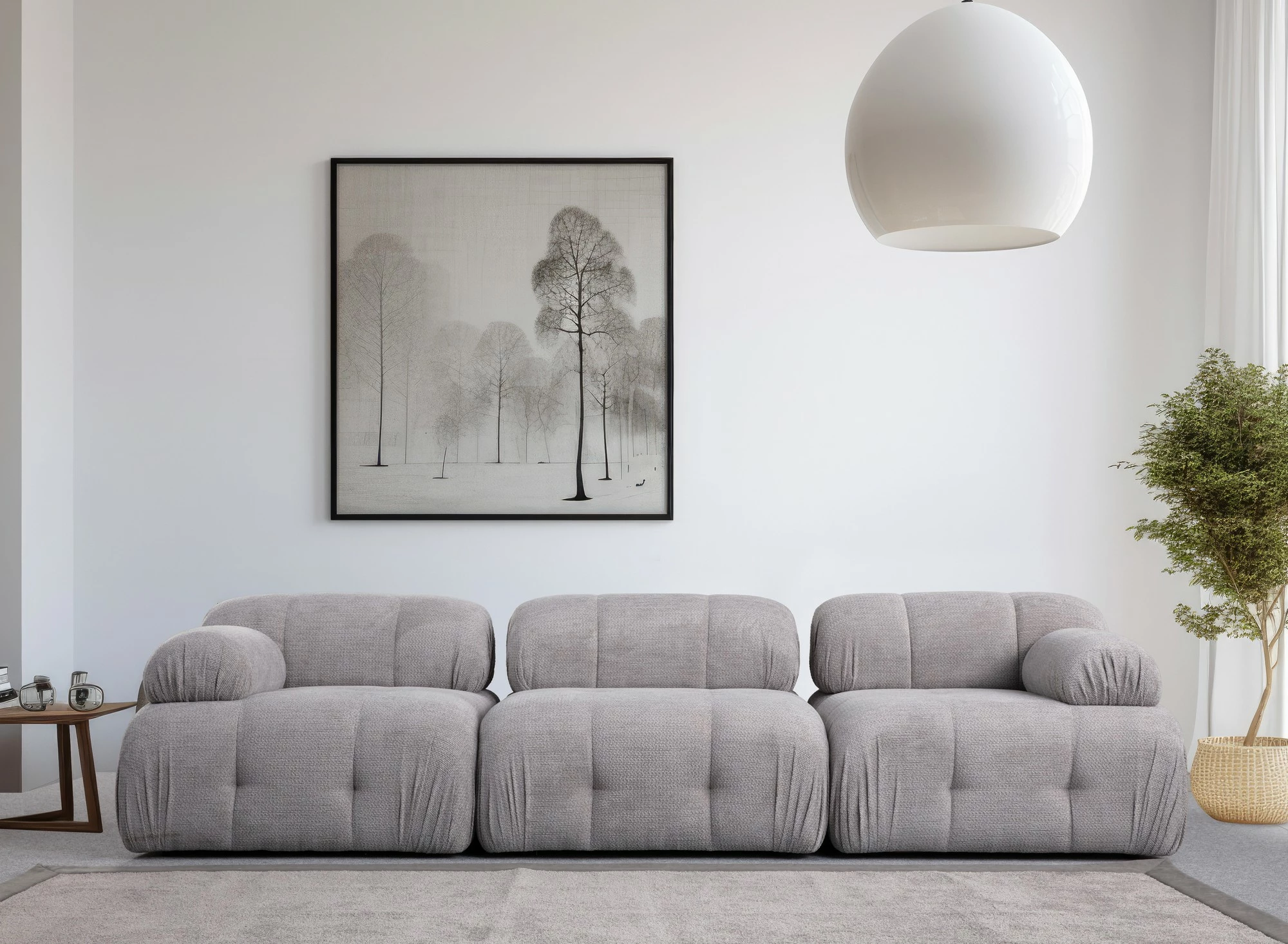 Divan treshe Atelier del Sofa, Petite 3, ngjyrë gri e çelët