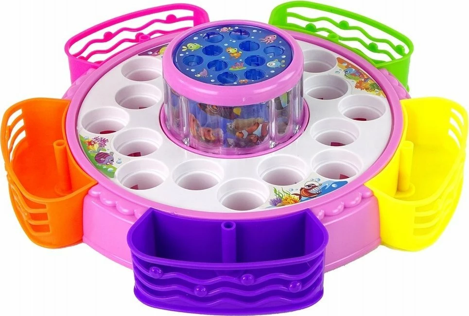 Lojë aftësie peshkim magnetik LEAN Toys 15772, me drita e tinguj, për 5 lojtarë, rozë