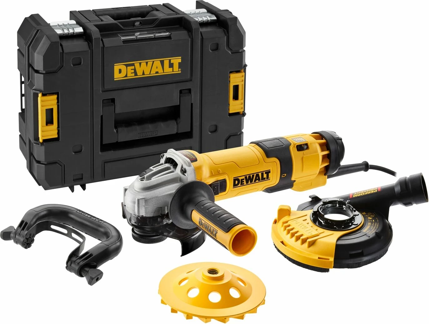 Makinë bluarëse këndore DeWalt DWE4257KT 1500 W 125 mm me shpejtësi variabile, set TSTAK, verdhë/zezë