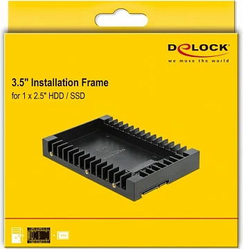 Kornizë montimi DeLOCK 3.5" për disk 2.5" SATA III, 6 Gbit/s, e zezë