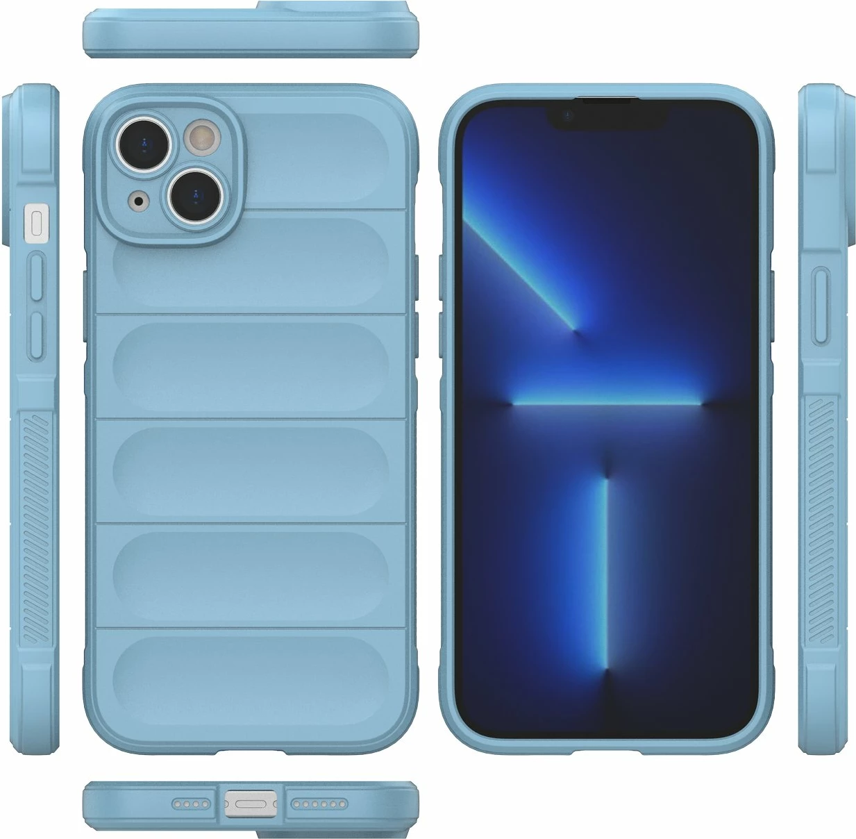 Mbështjellës Hurtel Magic Shield Case për iPhone 14 Plus, fleksibil, i blinduar, Blu e çelët