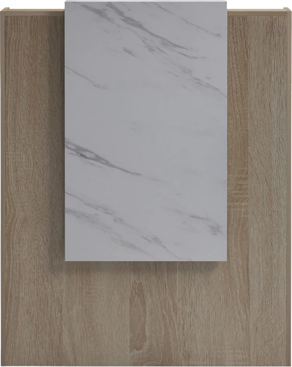 Banak recepsioni Zowel, me LED, pamje lis-sonoma dhe mermeri të bardhë, 90x40x110cm