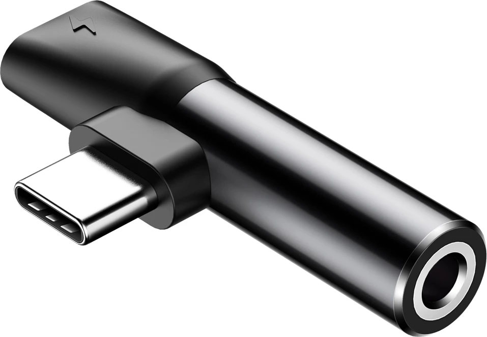 Adapter audio Baseus L41, USB-C në USB-C + 3.5 mm, i zi