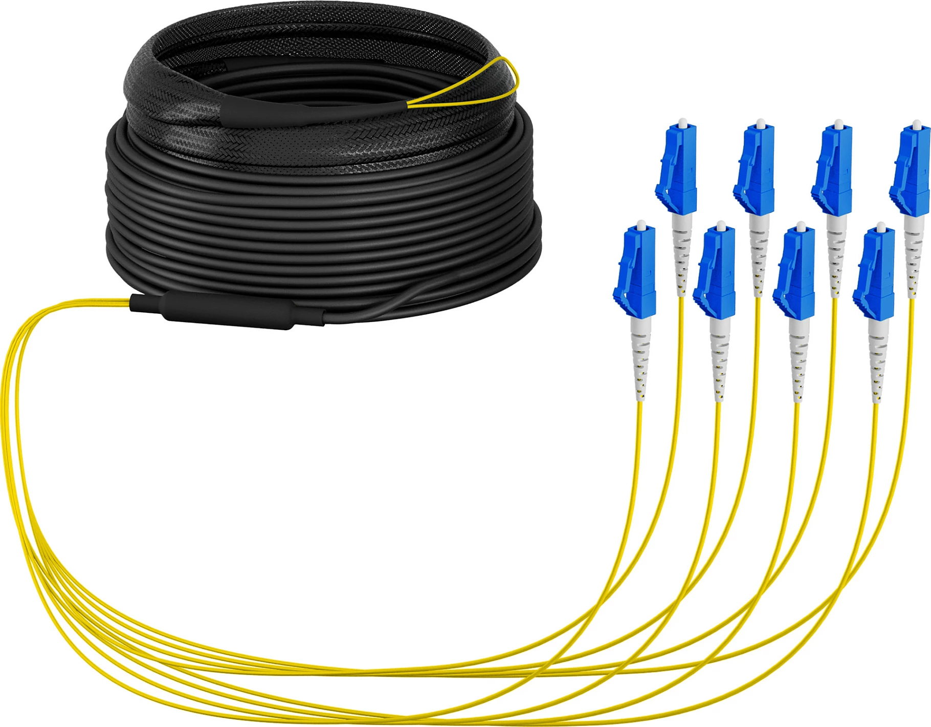 Kabëll fibër optike EFB Elektronik U-DQ(ZN)BH OS2 8x LC-LC, 10m, LSZH, G657A1, zi/verdhe/kaltër