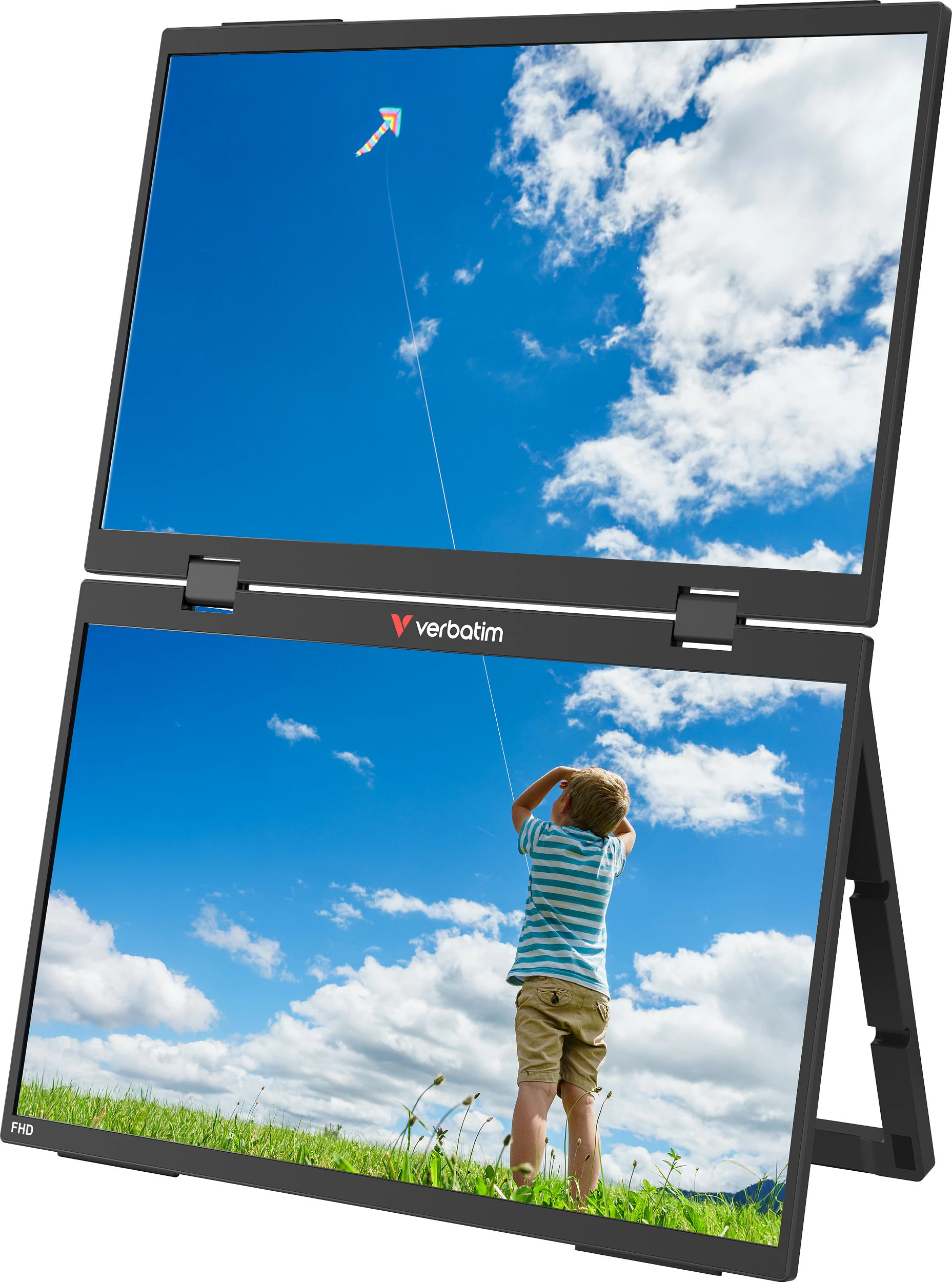 Monitor portativ i dyfishtë Verbatim Portable 15.6" FHD Dual Monitor Essentials, 2x 15.6", Full HD, USB-C/HDMI, i zi