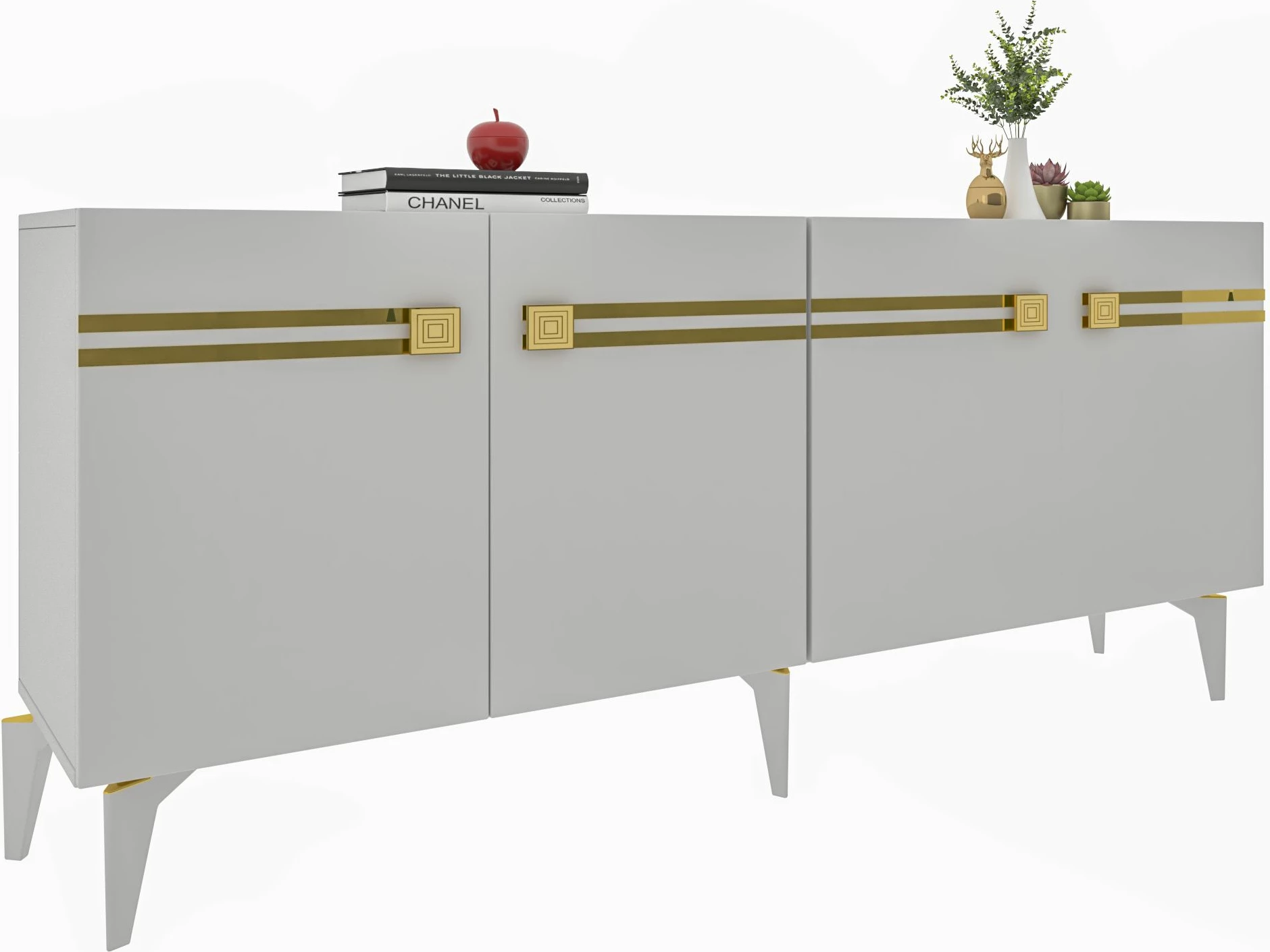 Konsol Skye Decor, Hayat KB150, e bardhë dhe ari