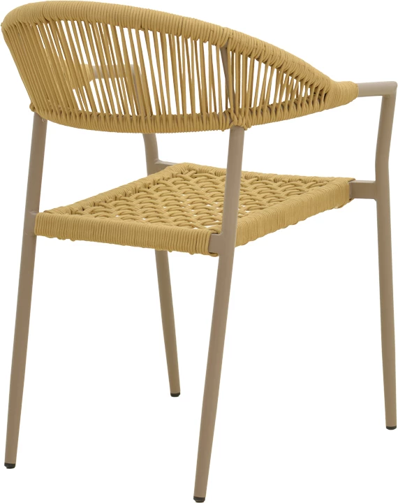 Karrige me krahë e grumbullueshme Ammos, alumin, ngjyrë moka-litar natyral, 57x61x82cm