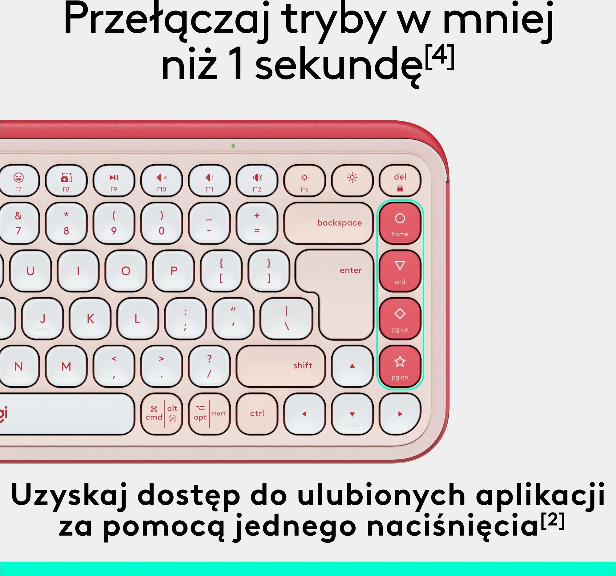 Tastierë pa kabllo Bluetooth Logitech POP Icon Keys 920-013073, US INTL, pa numpad, rozë