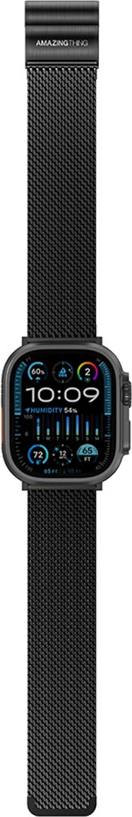 Rrip metalik për Apple Watch AmazingThing Titan Premium Metal Band 38/40/41/42/44/45/46/49 mm, titanium, kapëse magnetike, Black