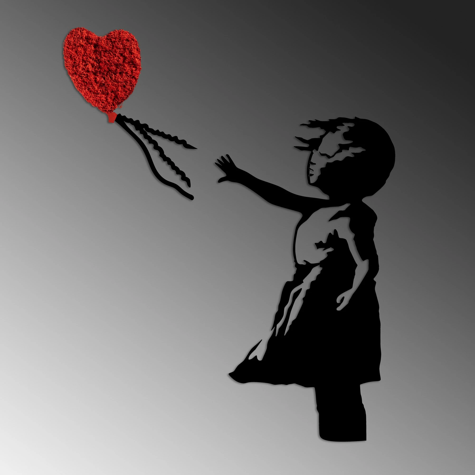 Aksesor dekorativ metalik për mur, Wallity Banksy, 13-1, ngjyrë e kuqe dhe e zezë, 105x85cm