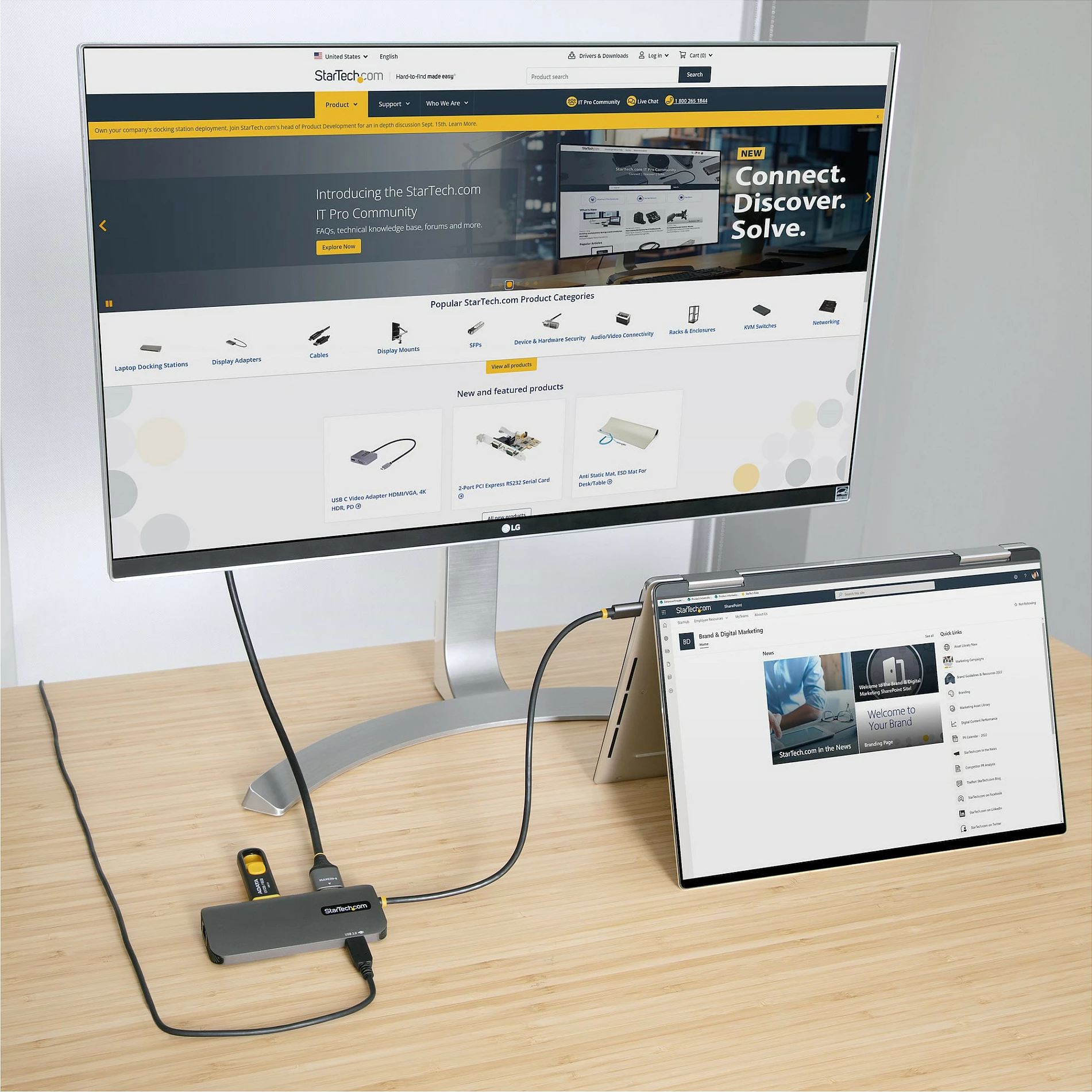 Adapter multiport USB-C StarTech 127B-USBC-MULTIPORT, HDMI 4K 60Hz, 3x USB-A 5Gbps, Gigabit Ethernet, PD 100W, kabllo 30cm, gri