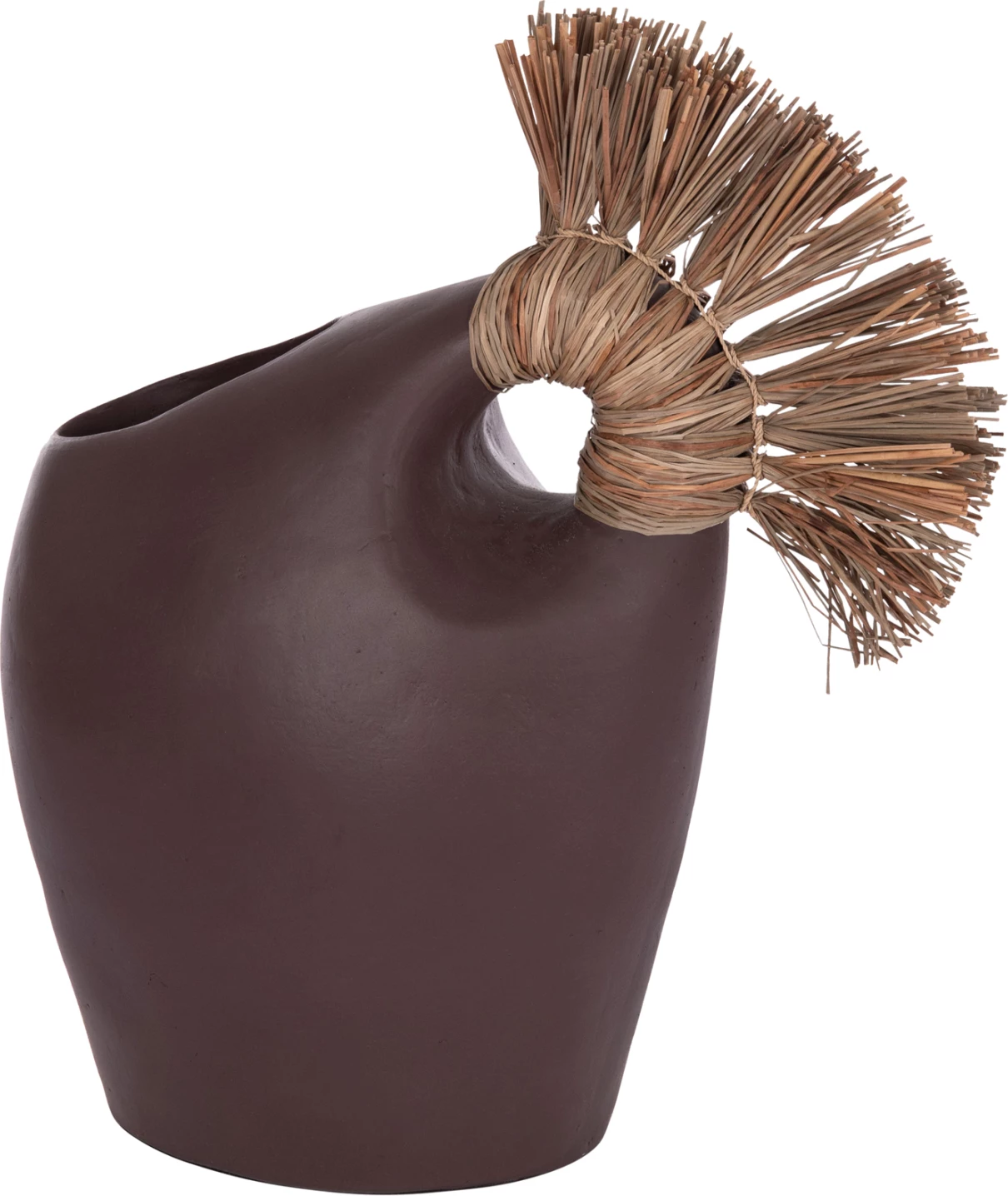 Vazo dekorative tavoline ALICA2, terrakotë, ngjyrë çokollate, bar i thatë, 44x18x50cm