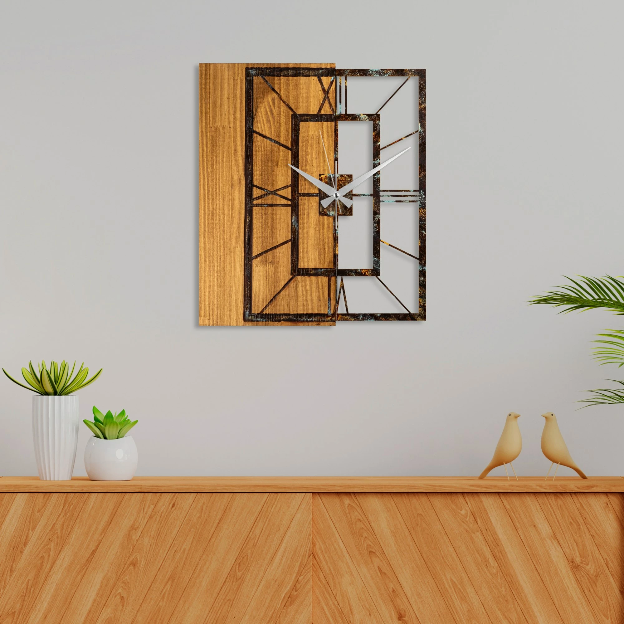 Orë muri dekorative prej druri, Wallity, ngjyrë arre, 37-A, 49x58cm