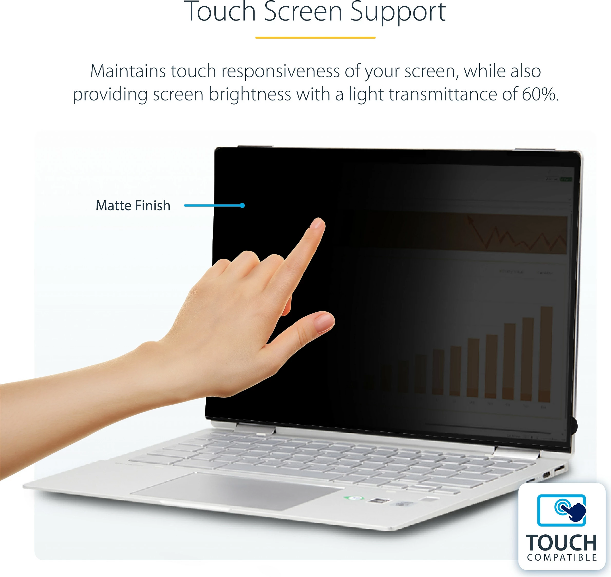 Filtër privatësie për ekran laptopi StarTech 14" 16:10, flip-over, anti-glare, touch, 51% blue light, i zi