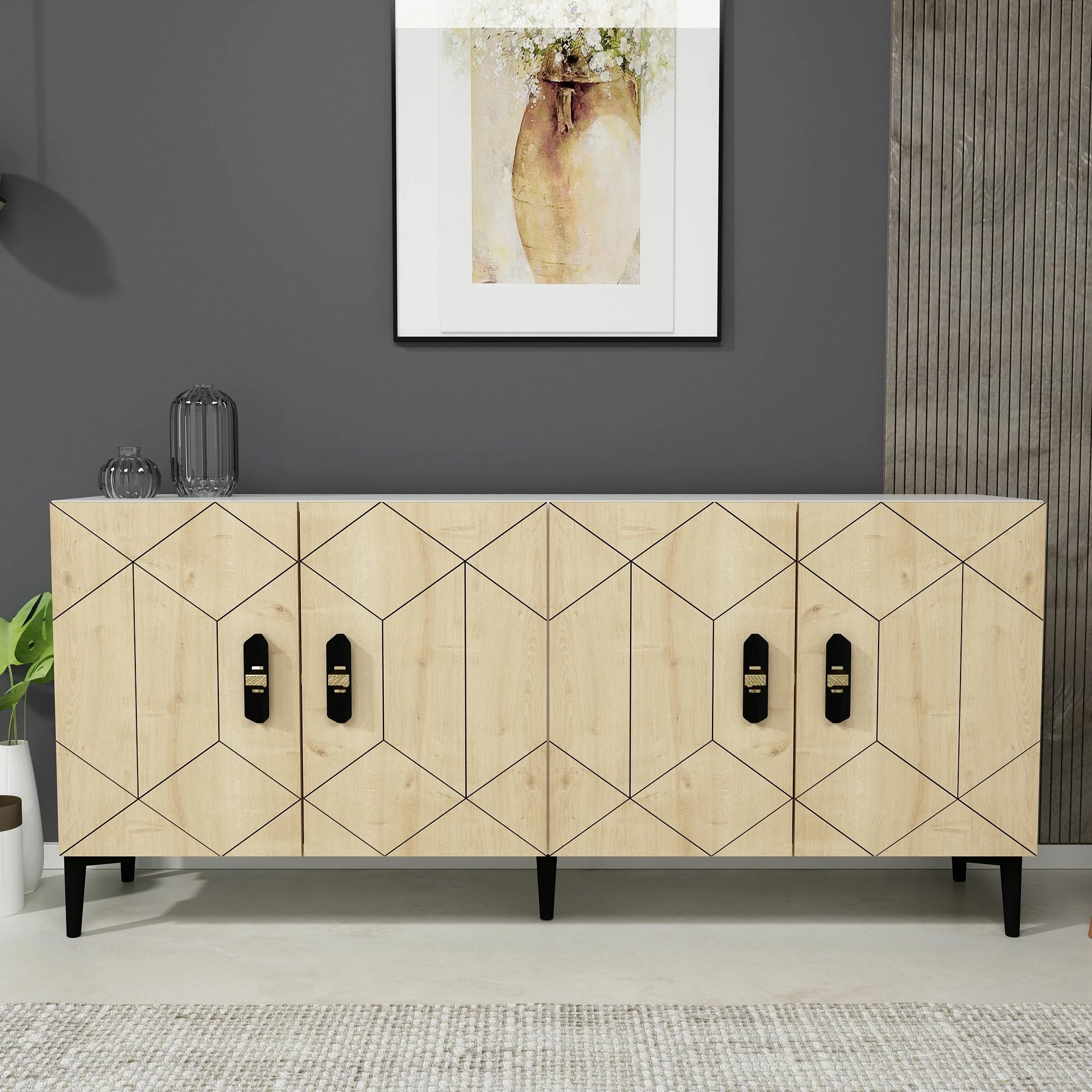 Konsol Skye Decor, Cross KB150, e bardhë, lisi safir