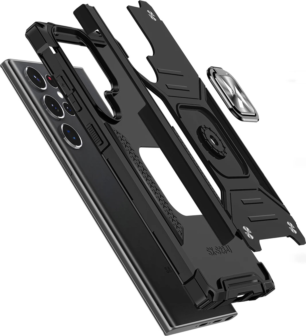 Mbështjellës Wozinsky Ring Armor për Samsung Galaxy S23 Ultra, me unazë dhe këmbalec, e zezë