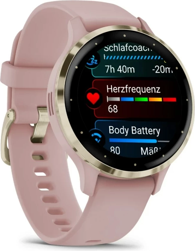 Smartwatch Garmin Venu 3S, 41 mm, AMOLED, GPS, Gold/Rozë