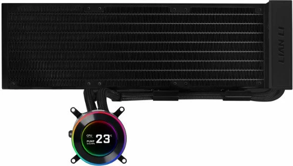Ftohës uji AiO Lian Li Hydroshift II LCD-C 360N 360mm fanless me LCD 2.1" ARGB, i zi