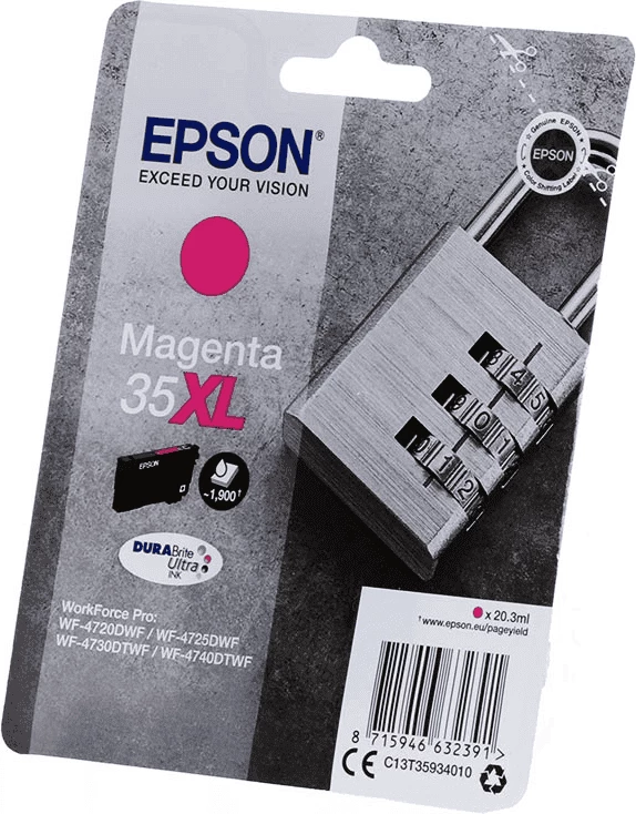 Bojë printeri, Epson, 35XL C13T35934010, 20.3 ml, rendiment deri 1900 faqe, Magenta